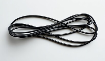 Black coiled wire on white background