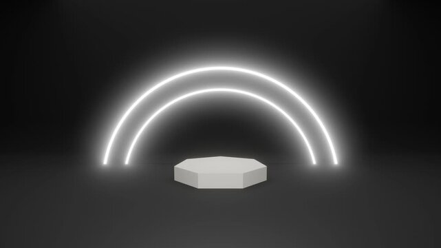 White Neon Light Product Background, Black Color, 4K Video Looping