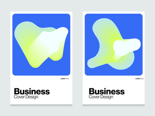 Set of modern abstract fluid gradient business cover template background