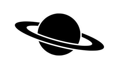 Saturn planet ring silhouette vector bold black astronomy icon isolated illustration © Mdjony