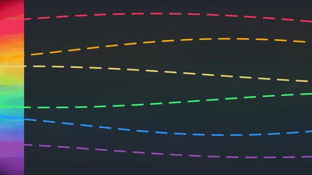 Dark background animation with rainbow gradient featuring curved colorful lines forming dynamic visual composition