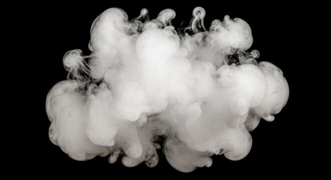 Abstract smoke cloud on black background creates a dramatic and mysterious visual effect for composites