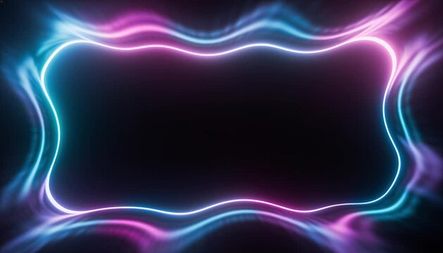 Seamless loop background technology neon frame glow wave futuristic border light abstract fluid motion dark space digital screen glowing outline modern design vibrant dynamic