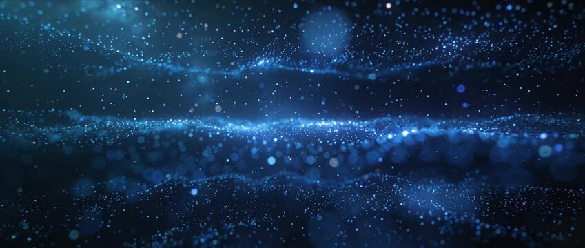Seamless loop background technology particle wave digital glitter flowing abstract blue motion light data energy sci fi futuristic glow flow shimmer cosmic fantasy depth universe space design