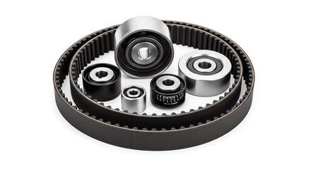 Naklejka premium Timing belt and pulleys with bearings