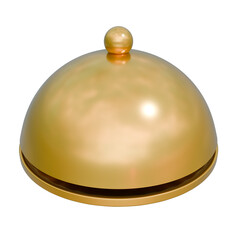 Fototapeta premium a highly detailed and photorealistic image of a golden serving dome, metallic finish, glossy and reflective surface, ornate design, opulent appearance, seamless and perfectly rendered 