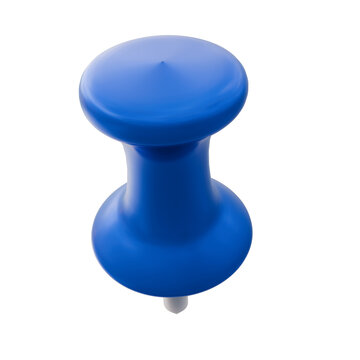 blue push pin, push pin, thumb tack, office supplies, stationery, simple, minimalist, 3d render
