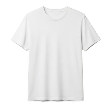 Simple white crew neck t-shirt isolated on transparent background