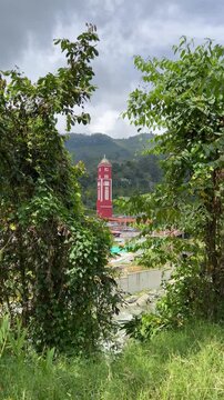 Church of Pijao, Quindio, seen from a mountain