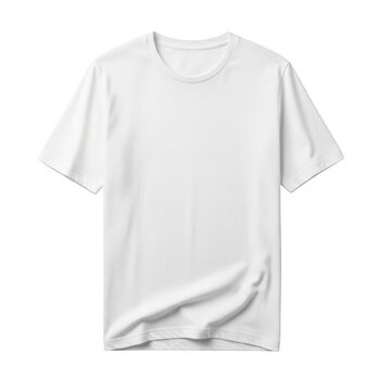 Minimalist white t-shirt on plain background isolated on transparent background