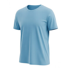 Naklejka premium Light blue solid crew neck t-shirt for men isolated on transparent background