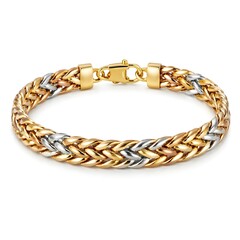 Naklejka premium Entire Multi Tone Gold Bracelet Featuring White Rose And Yellow Completely Visible On White Backdrop