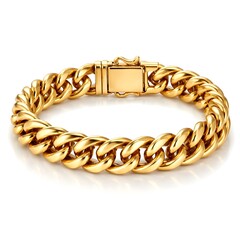 Obraz premium Awesome Full Chunky Gold Cuban Link Bracelet Completely Isolated On A Stark Bright White Background