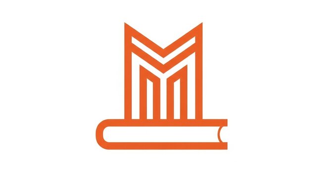 Modern orange logo with book and letter M design