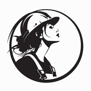 Industrial Worker Woman Logo Vector Illustration On White Background