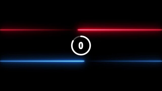 A dark abstract background with a central white circle displaying counting 5 to o second.