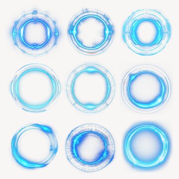 Glowing futuristic portal hologram isolated image set