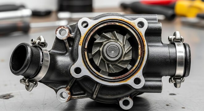 Automotive water pump component closeup