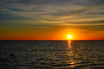 Fototapeta premium The sun set landscape of gulf of America and Port Richey in Florida