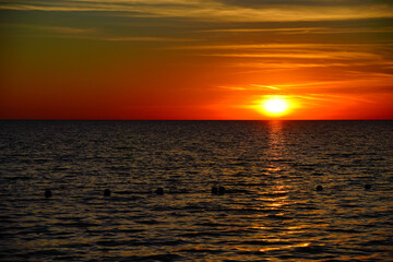 Obraz premium The sun set landscape of gulf of America and Port Richey in Florida