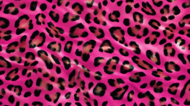 Vibrant Pink Leopard Print Fabric Texture Background.