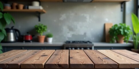 Rustic wooden table, blurred concrete backdrop , atmospheric, backdrop