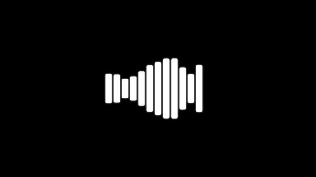 Sound wave isolated on black background. Music sound wave or audio waveform animation. Podcast player interface, music symbol concept.