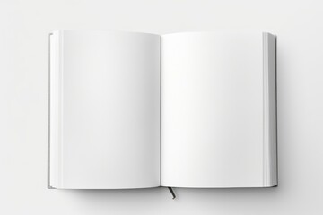 Naklejka premium Blank opened book publication paper white.