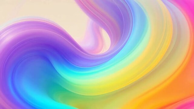 Vibrant rainbow-colored abstract wave pattern flowing across a smooth surface viewed from a directly overhead perspective
