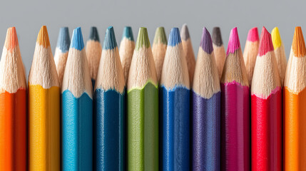 Fototapeta premium Bright Colored Pencil Tips Close Up
