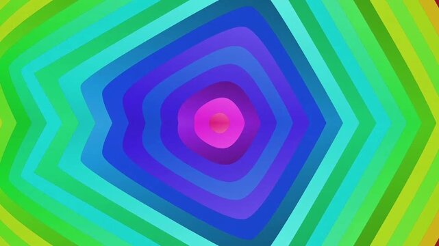 Seamless loop of vibrant rainbow-colored geometric squircles expanding. Modern abstract motion graphics background for high-energy social media and digital creative projects.