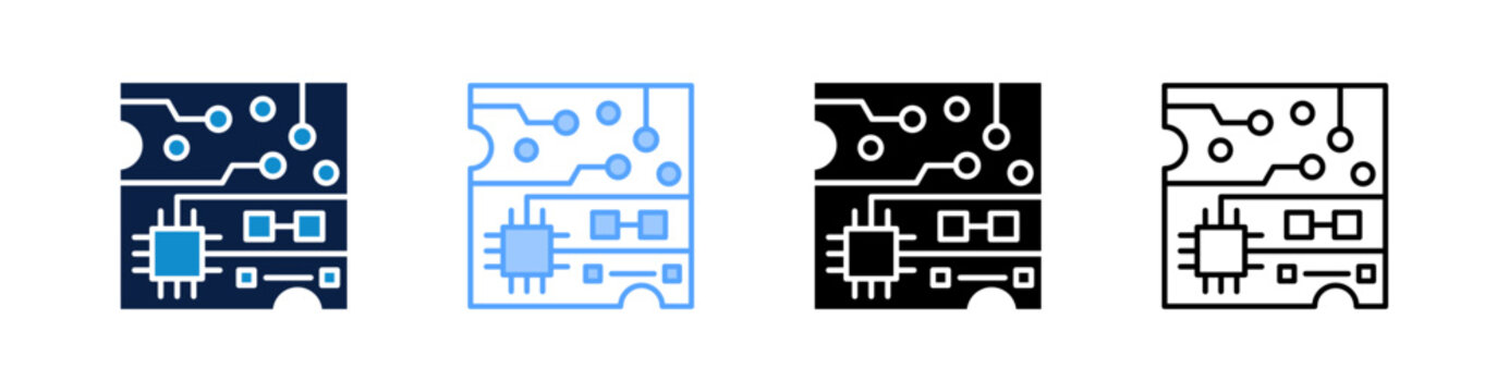 Circuit Board Multiple Style Icon Set Collection 