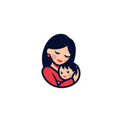 Mother Embracing Child logo icon flat vector design