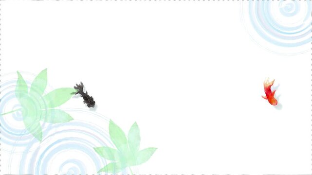 Watercolor Japanese Goldfish Pond Top View Seamless Loop Background,Swimming Kingyo with Water Ripples 4K｜水彩　金魚　池　背景　ループ　和風　夏　動画素材　和　4k　social media,youtube