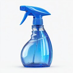 Blue spray bottle on white background, cleaning product