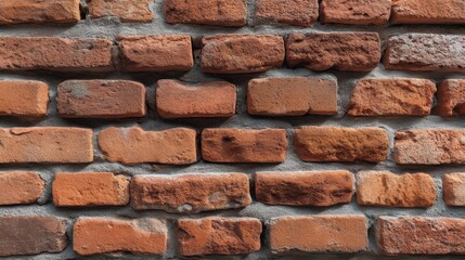 Fototapeta premium Textured Red Brick Wall with Subtle Variations in Color and Surface, Ideal for Backgrounds or Architectural Projects
