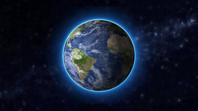 Planet earth rotating, world globe space, realistic terra orbit, global map background, blue marble spinning, celestial sphere universe galaxy science