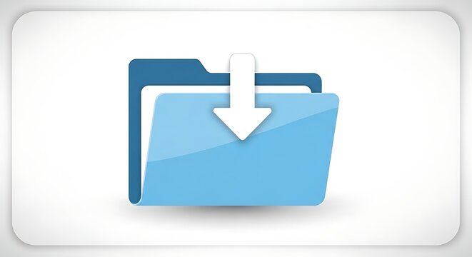 A graphic of two blue folders with a white arrow