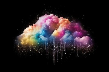 Fototapeta premium Colorful cloud with sparkling stars