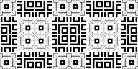 Fototapeta premium Seamless Transparent Geometric Monochrome Architectural and Art Deco Style Patterns