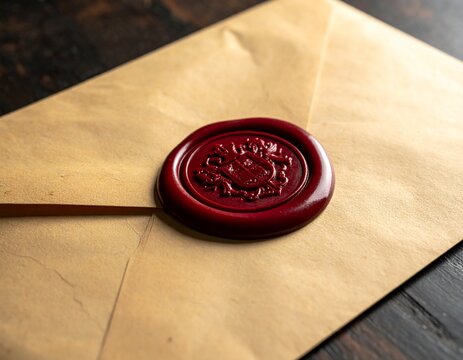 歴史的な手紙のやり取りを表現した緻密な紋章入りシーリングワックスと古い紙のテクスチャ