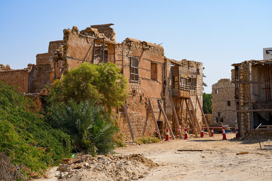 Ancient coral stone ruins in the historic Al-Sur district of Yanbu, Saudi Arabia
