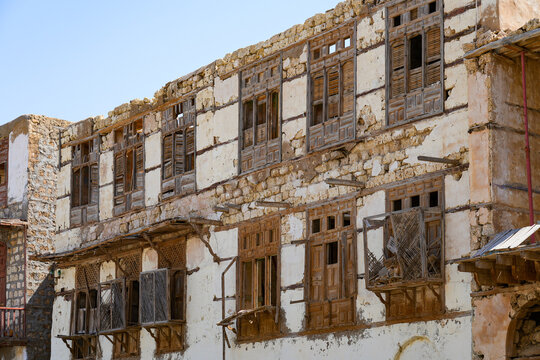 Ancient coral stone ruins in the historic Al-Sur district of Yanbu, Saudi Arabia