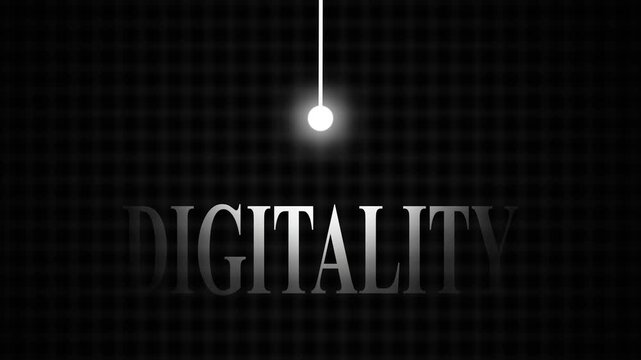 Digitality Text Animation with Glowing Light Effect on Dark Grid Background for Digital Transformation and Tech Concept