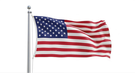 Fototapeta premium American flag waving on pole against clear sky