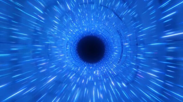 Cosmic Tunnel: An immersive visual journey through an abstract blue tunnel, evoking a sense of depth, speed, and infinite possibilities.