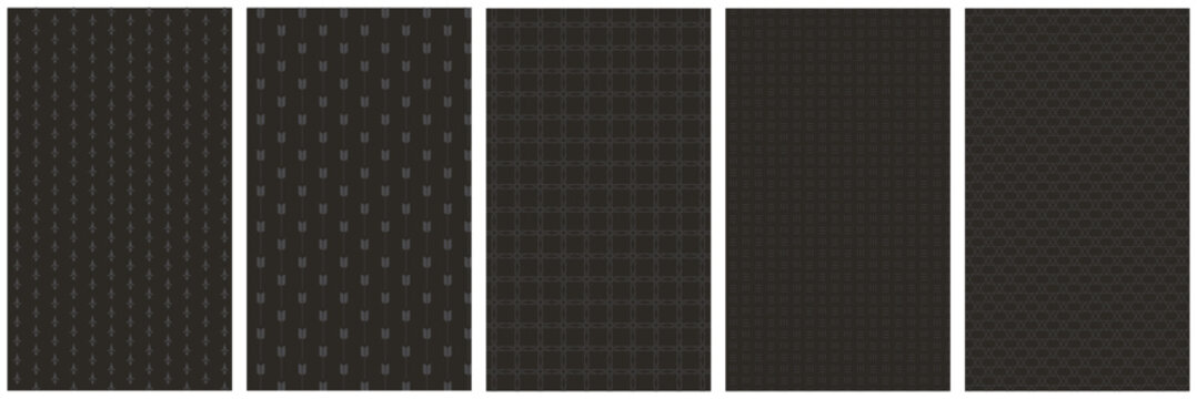 Black and white decorative vector patterns with traditional motifs and intricate line work for bold background designs