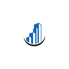 Abstract Skyscraper Real Estate logo icon flat vector design