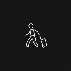Walking Traveler Pulling Suitcase logo icon flat vector design
