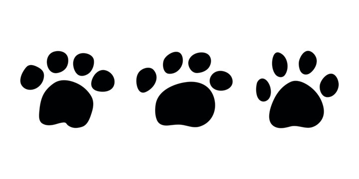 Set of hand drawn cute cat's paw Cat, dog, animal, pet, puppy, bear, wolf, tiger paw clipart in doodle style For print, web, design, decor, greeting cards, children's prints